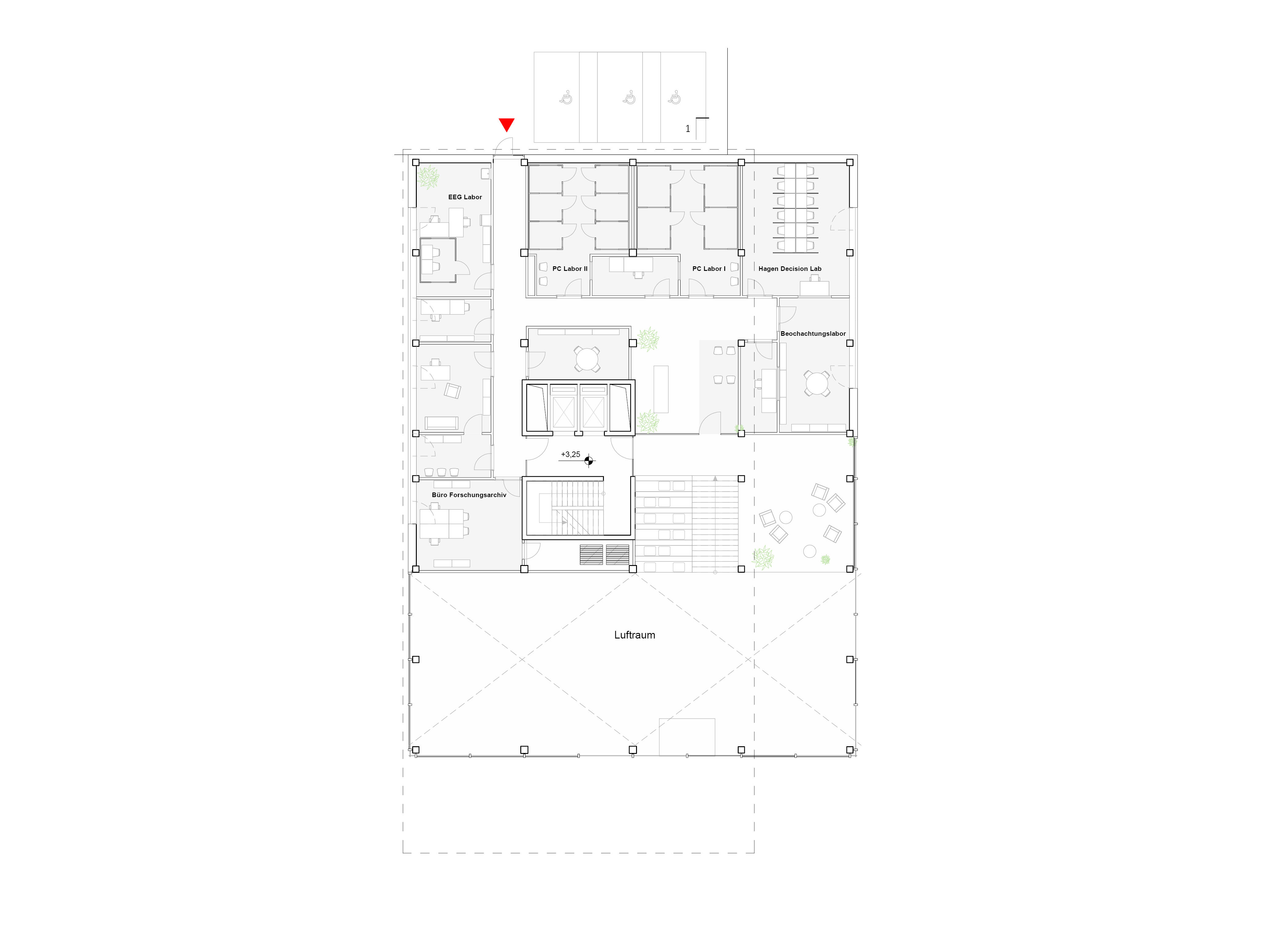 Wettbewerb FernUni Hagen Neubau Psychologie - 1. Obergeschoss